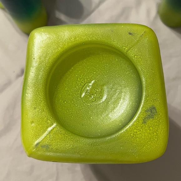 Handblown Mexican Decanter & Shot Glass Set-Painted Ombre Blue/Green/Yellow - Picture 5 of 16